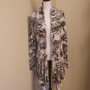 Beulah Cream and Black Animal Print Cardigan